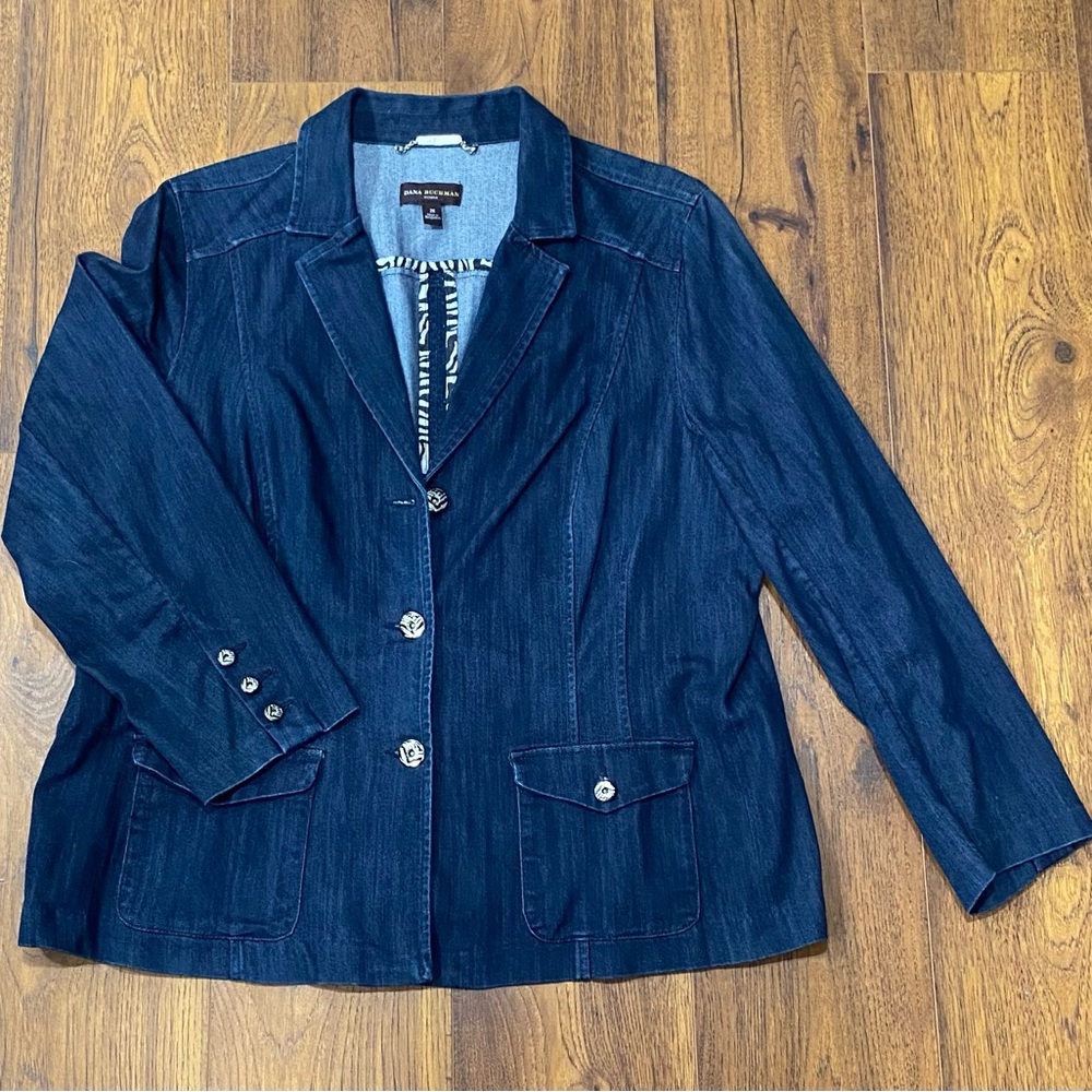 Dana Buchman Women’s Tailored Dark Denim Blazer/Jacket 2X - Picture 3 of 12